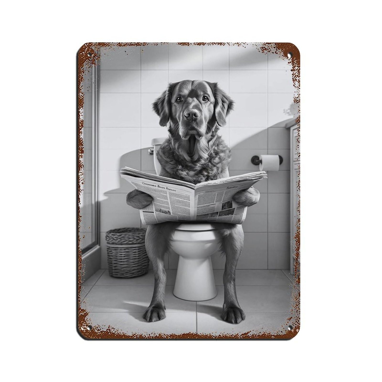 Chesapeake Bay Retriever, BathroomArtPoster Retro Poster Metal Tin Sign Chic Art Retro Iron Painting Bar People Cave Cafe Family Garage Poster Wall Decoration 12x16inch(30x40cm)