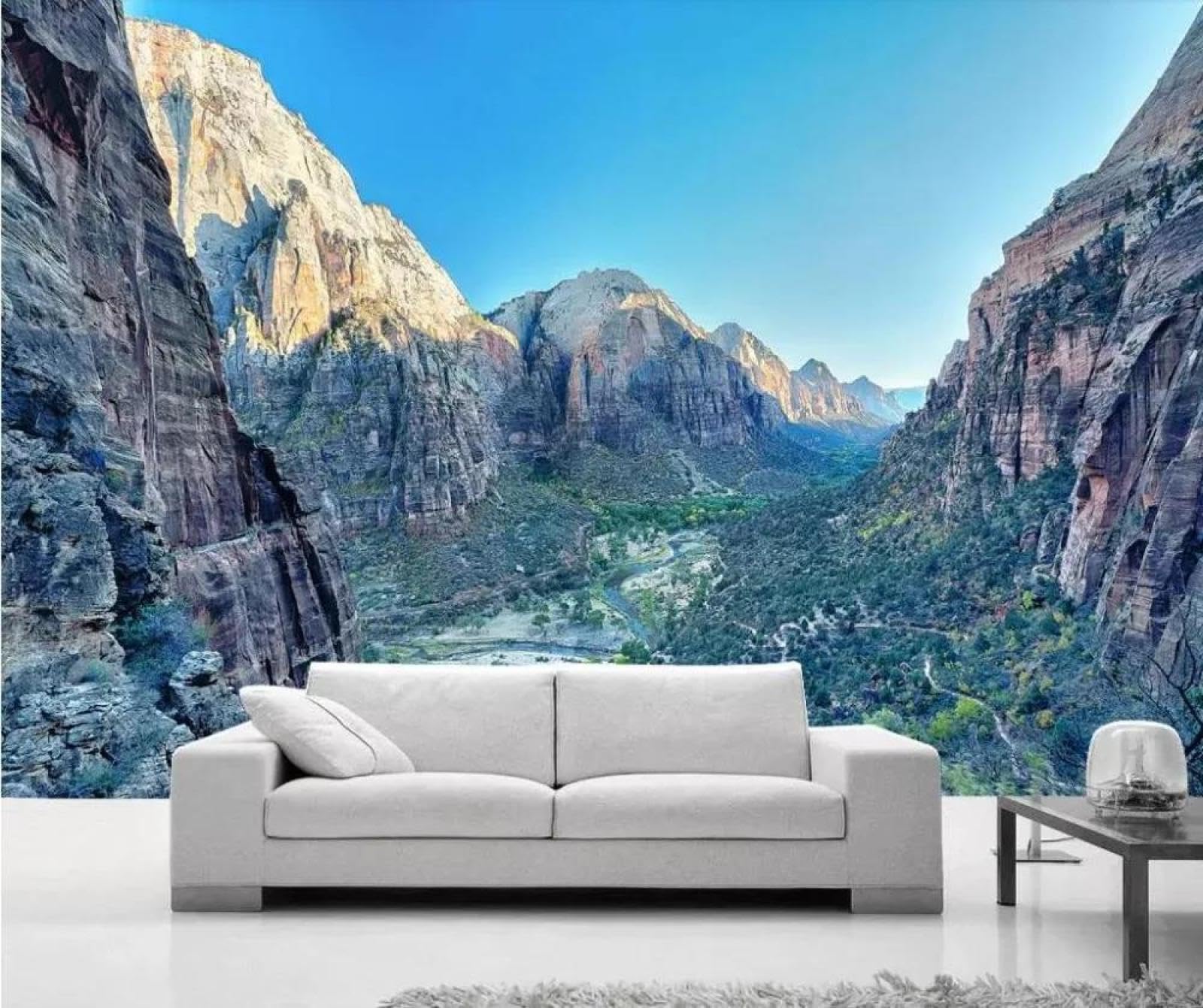 Papier peint 3d montagne ILIYA intissé pour mur de salon et chambre