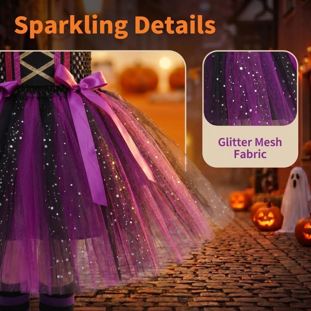 Hexenkostüm Set Für Mädchen Halloweenkostüme Für Kinder Kostüm Kinder Hexen Verkleidung Set Violett Prinzessin Kleid Faschingskostüme Karneval Kostüm Karneval Fasching Cosplay