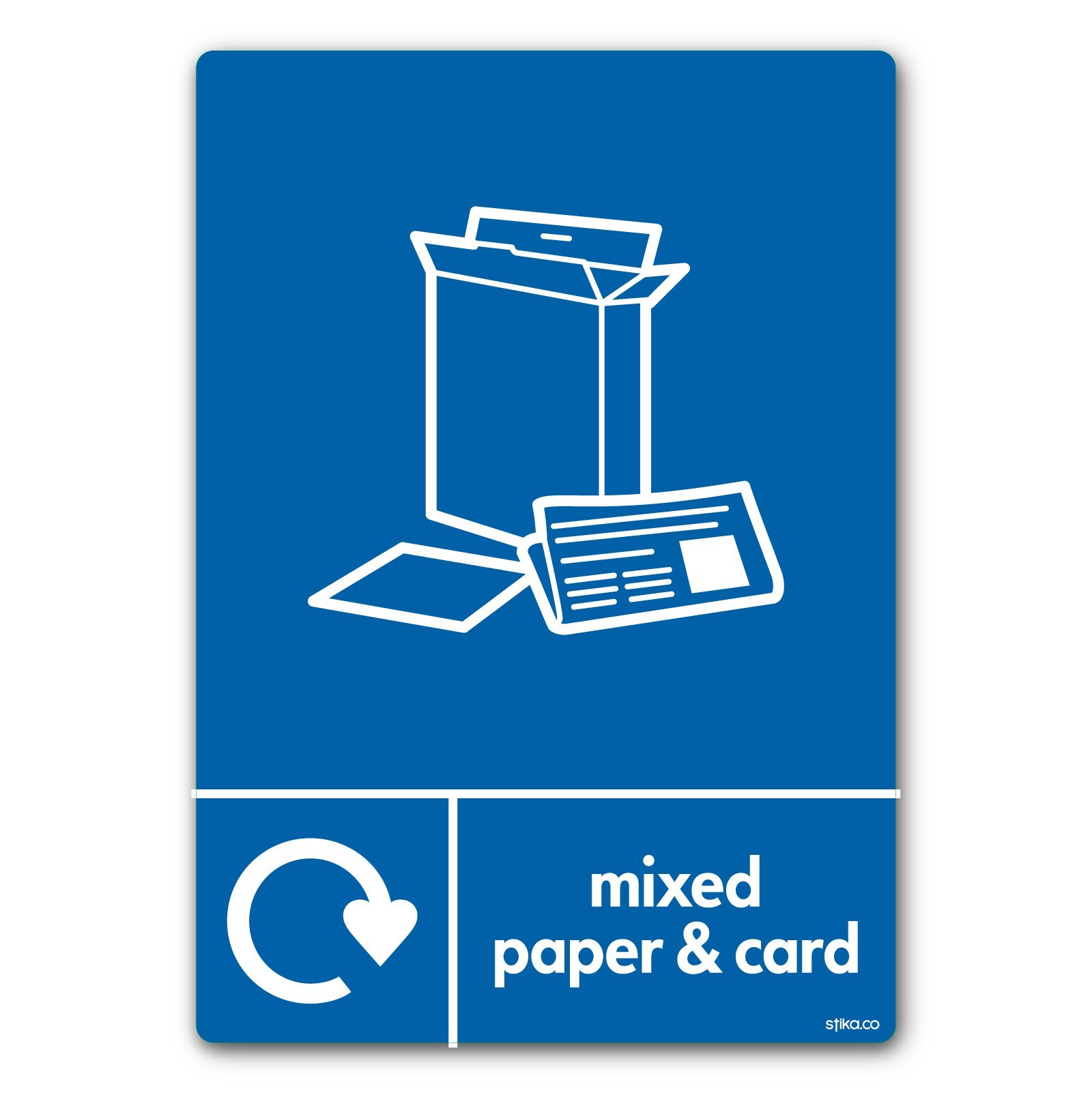 Stika.co Mixed Paper & Card Pack Of 2 Recycling Bin Sticker - Wrap Compliant Self-Adhesive Vinyl Sign (A5-210 X 148Mm) - Bs En Iso 7010 Standard - Recycle Now Label