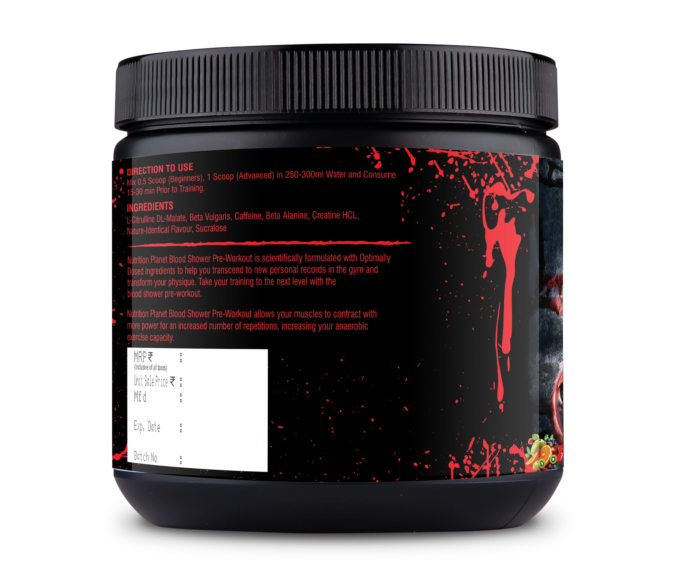 Nutrition Planet Blood Shower Pre Workout (250g, 50 Servings) (Black Currant) 1