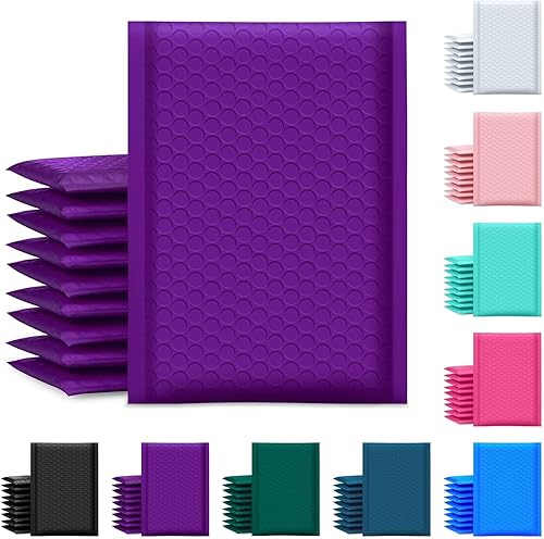 UCGOU Paquete de 100 sobres de burbujas de 6 x 10 pulgadas, tamaño utilizable, 6 x 9 pulgadas, sobres acolchados de polietileno morado, bolsas de