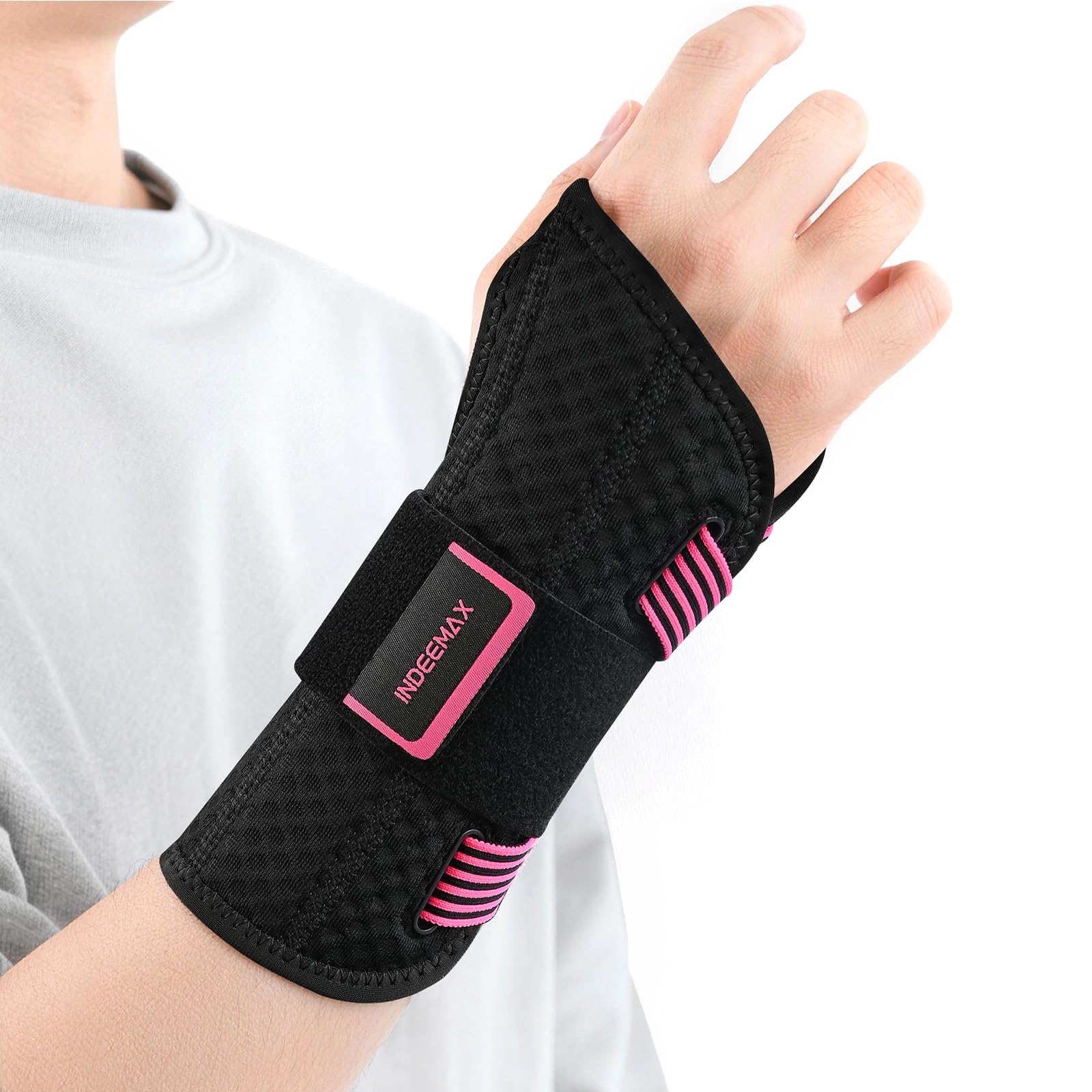 INDEEMAX Copper Carpal Tunnel Wrist Brace Breathable Wrist Support for Women and Men Ergonomic Wrist Splint Fit Right