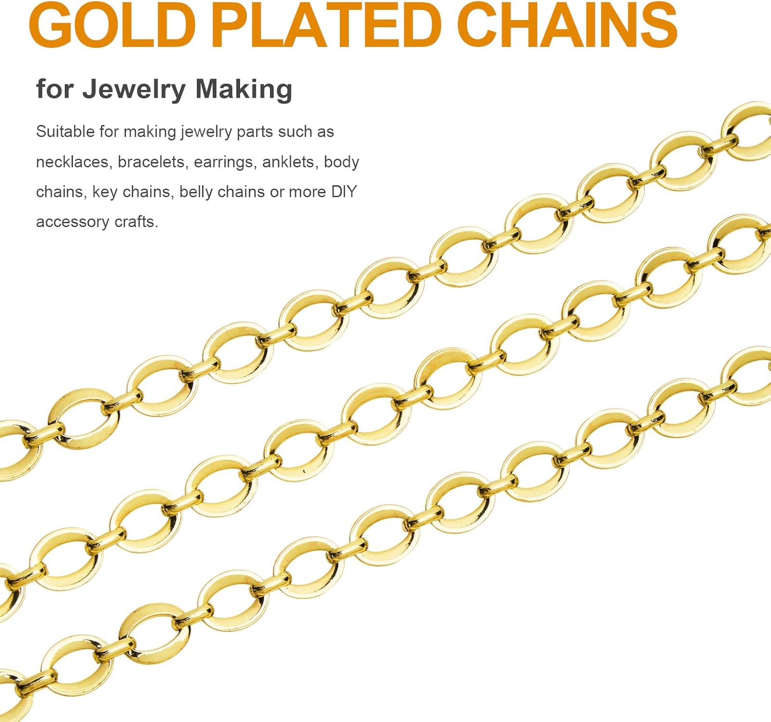 Crisjanggo 16.4 Feet Gold Plated Iron Chains for Jewelry Making Oval Link Chain for Women and Men DIY Necklace Bracelet - Image 5