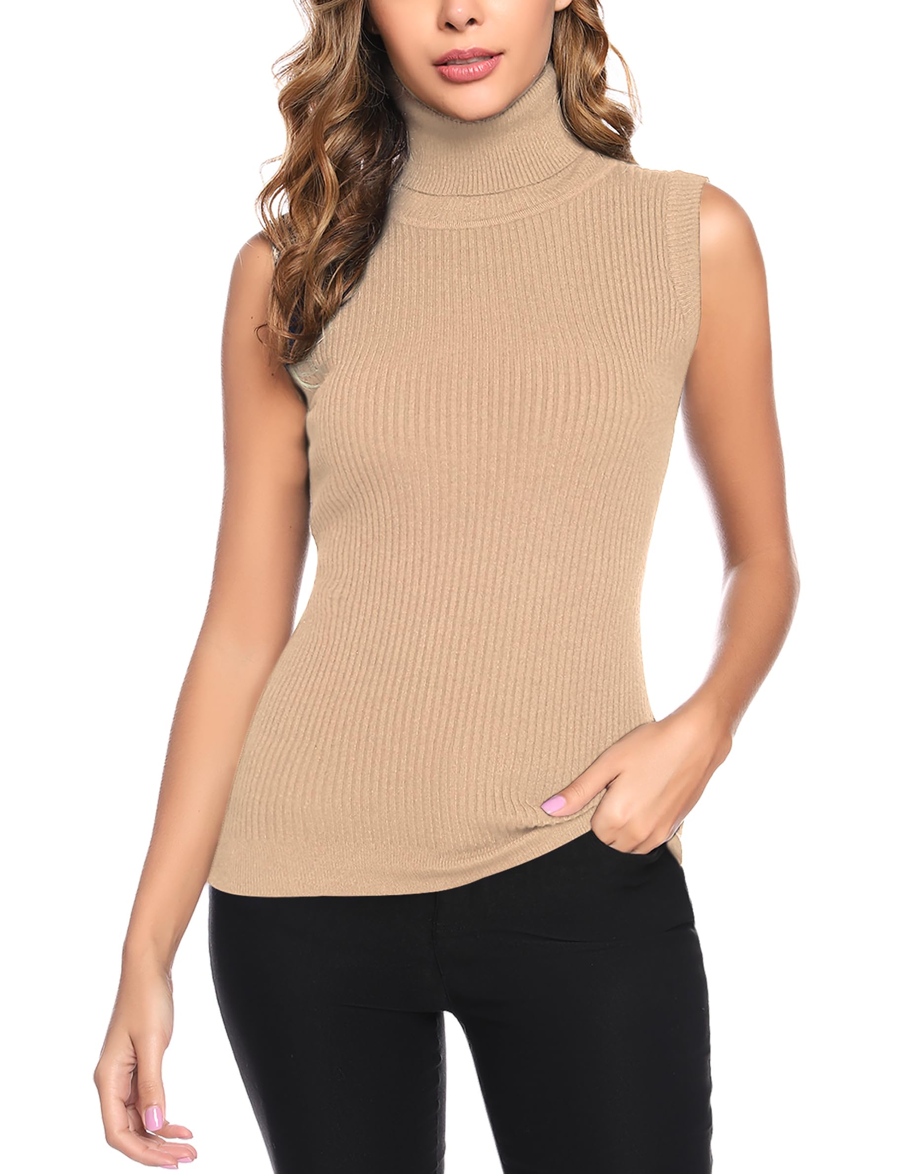 Totatuit Women Sleeveless Turtleneck Tops Sweater Vest Office Work Attire
