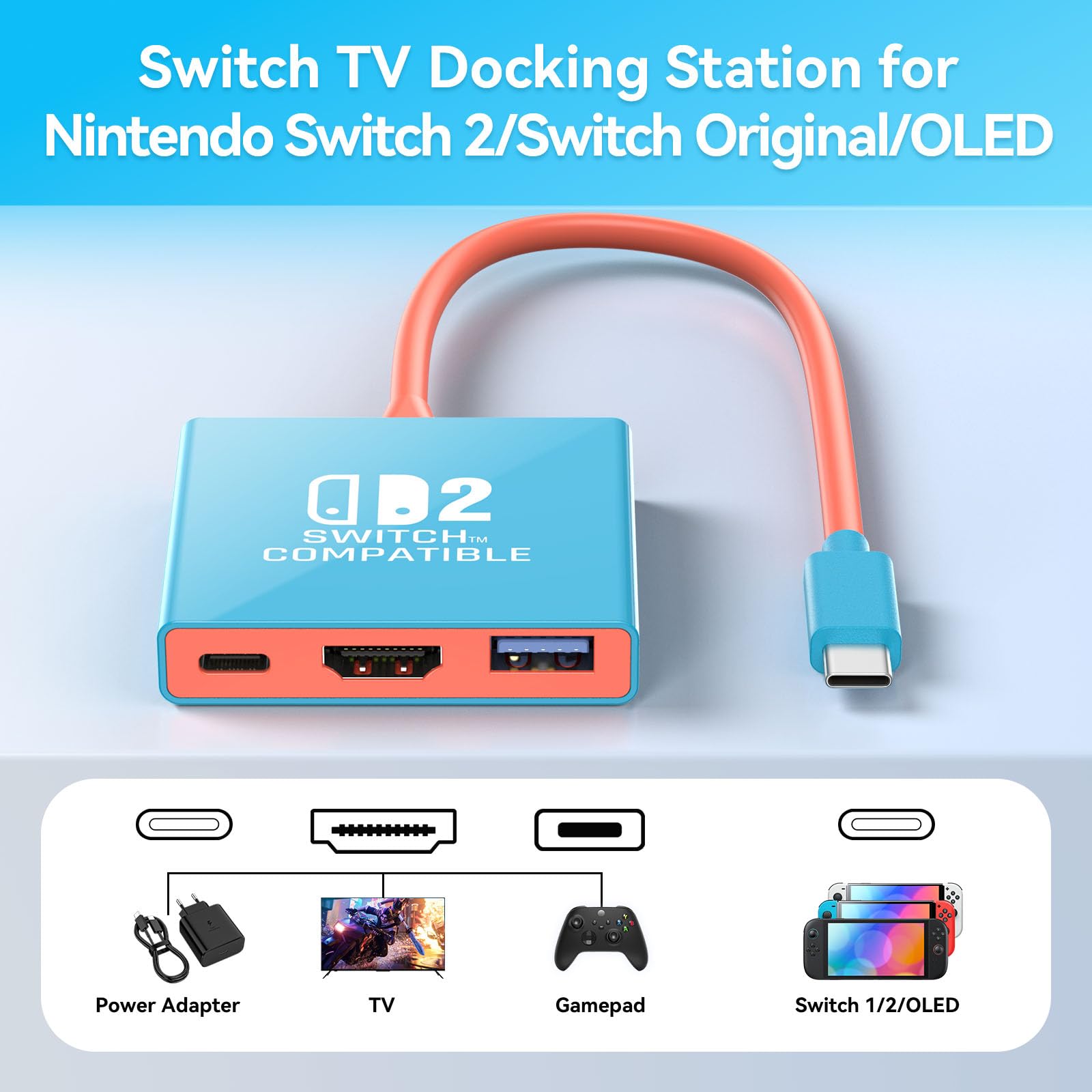 Switch 2 TV Dock for Nintendo Switch2 (2025), TV Adapter Support