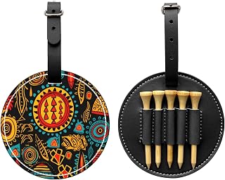 African Ethnic Golf Tee Holder Indian Leather Golf Tee Organizer Bag for Women Men Water-Resistant Great Gifts for Golfer Lovers