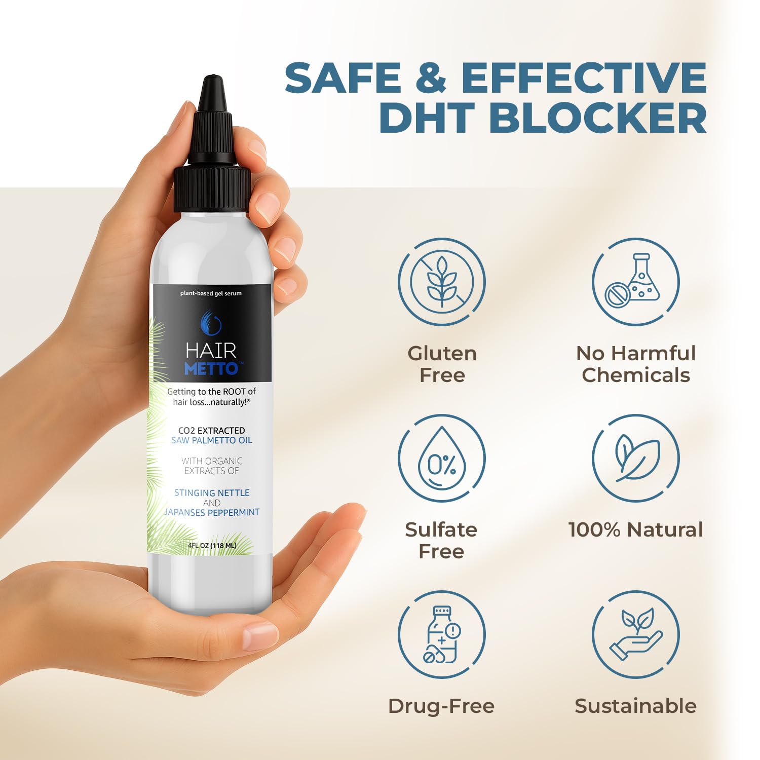 HAIRMETTO Saw Palmetto Extract Serum for Hair Loss, Hair Growth Serum with Stinging Nettle, Rosemary Oils and Peppermint Scent, Hair Serum for Men and Women - 4oz (118ml) - Image 5