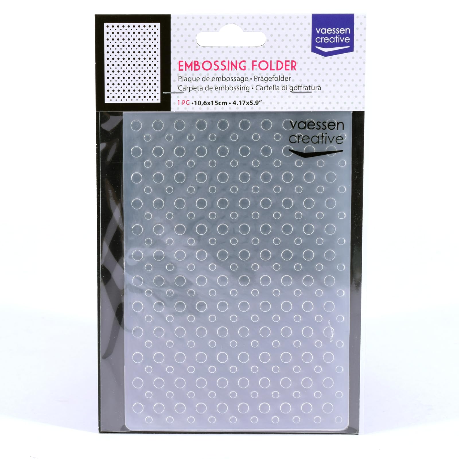 Vaessen Creative Carpeta de Embossing, Puntos 14,6 x 10,8 x 0,5 cm, 1 pieza, para Tarjetas de Cumpleaños, Tarjetas de Nacimiento, Tarjetas de Navidad y Manualidades con Papel