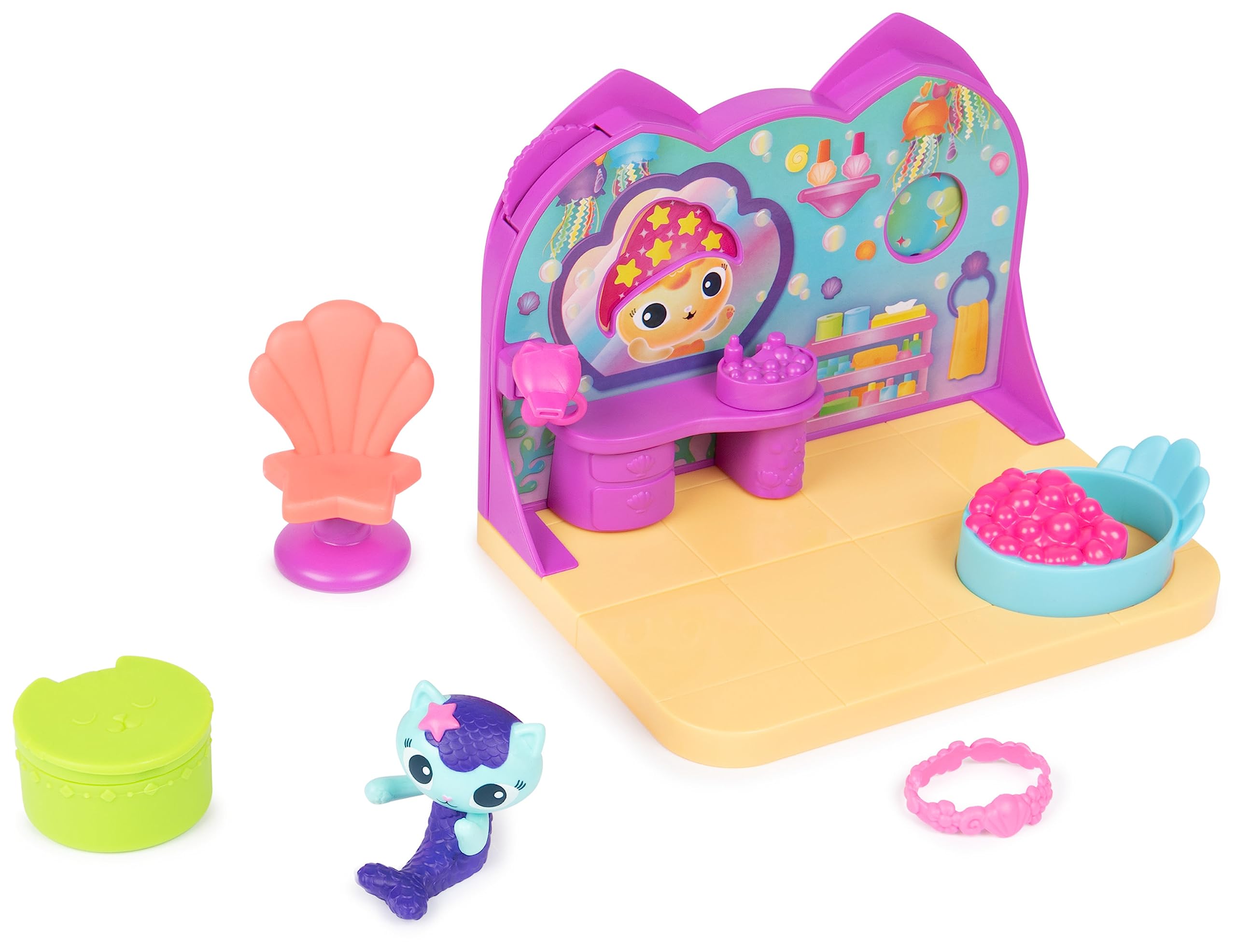 Gabby et la Maison Magique - Gabby Dollhouse - Playset Deluxe Le Spa - 1 Figurine + Accessoires - Pièce pour Maison de Poupée - Dessin Animé Gabby Et La Maison Magique - Jouet Enfant 3 Ans et +