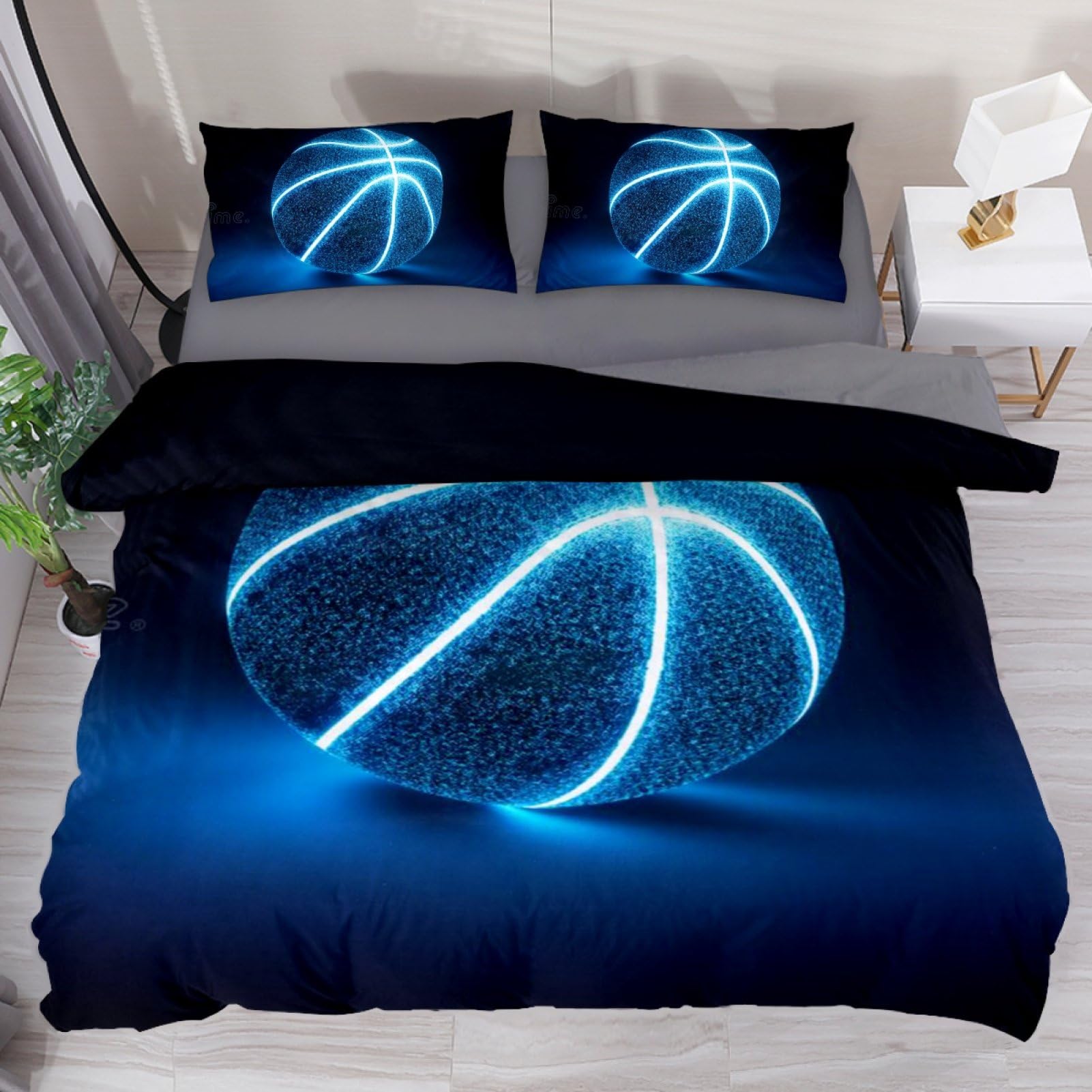 Neon Basketball Duvet Cover Extra Long Twin - Soft Lightweight Comfortable Cute Comforter Cover Set for Kids Boys (No Comforter)