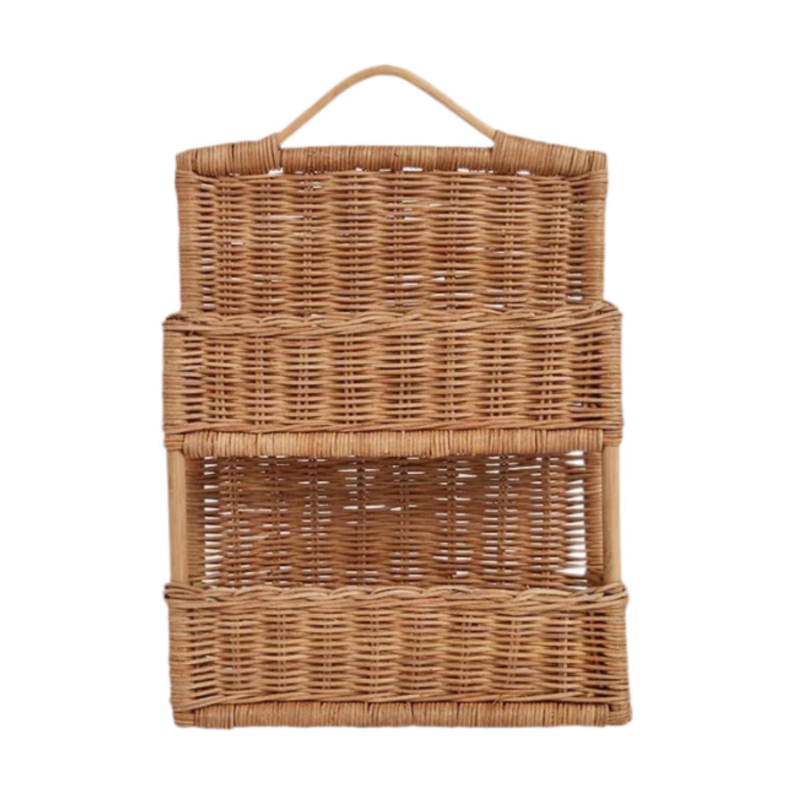 Panier Suspendu en Rotin Brun Idéal pour Organiser Votre Cuisine
