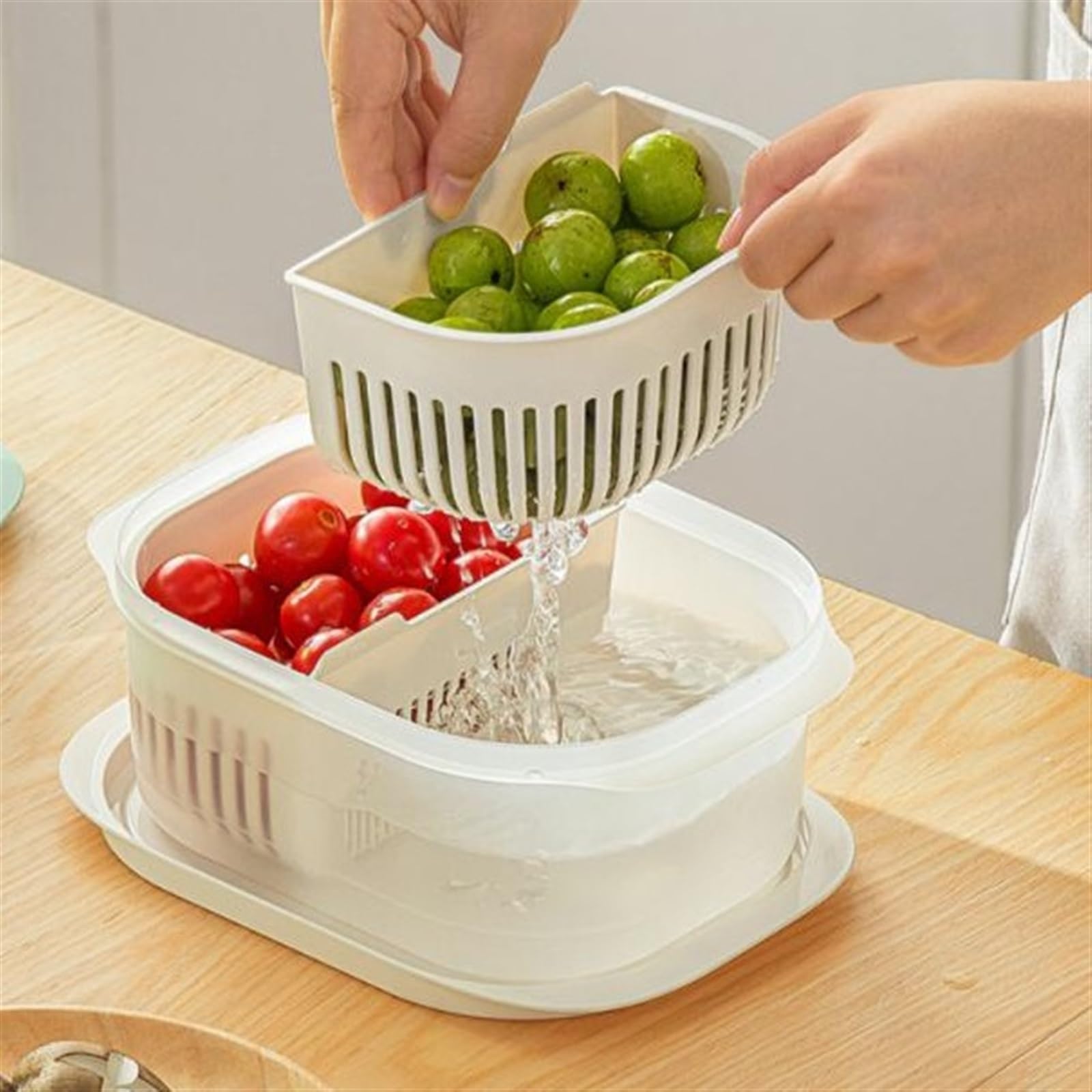 JINGYAN Contenitori per la conservazione degli ali Kitchen Refrigerator Storage Drainage Sealed Preservation Box