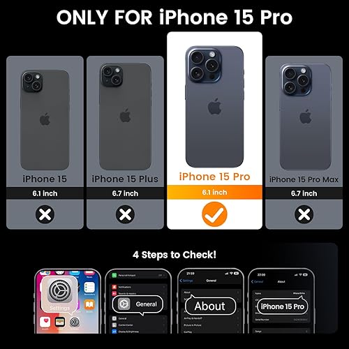 Miniatura 2 de Goton Funda para iPhone 15 Pro con protector de pantalla - Funda protectora para cámara deslizante con soporte de anillo, resistente a los golpes y