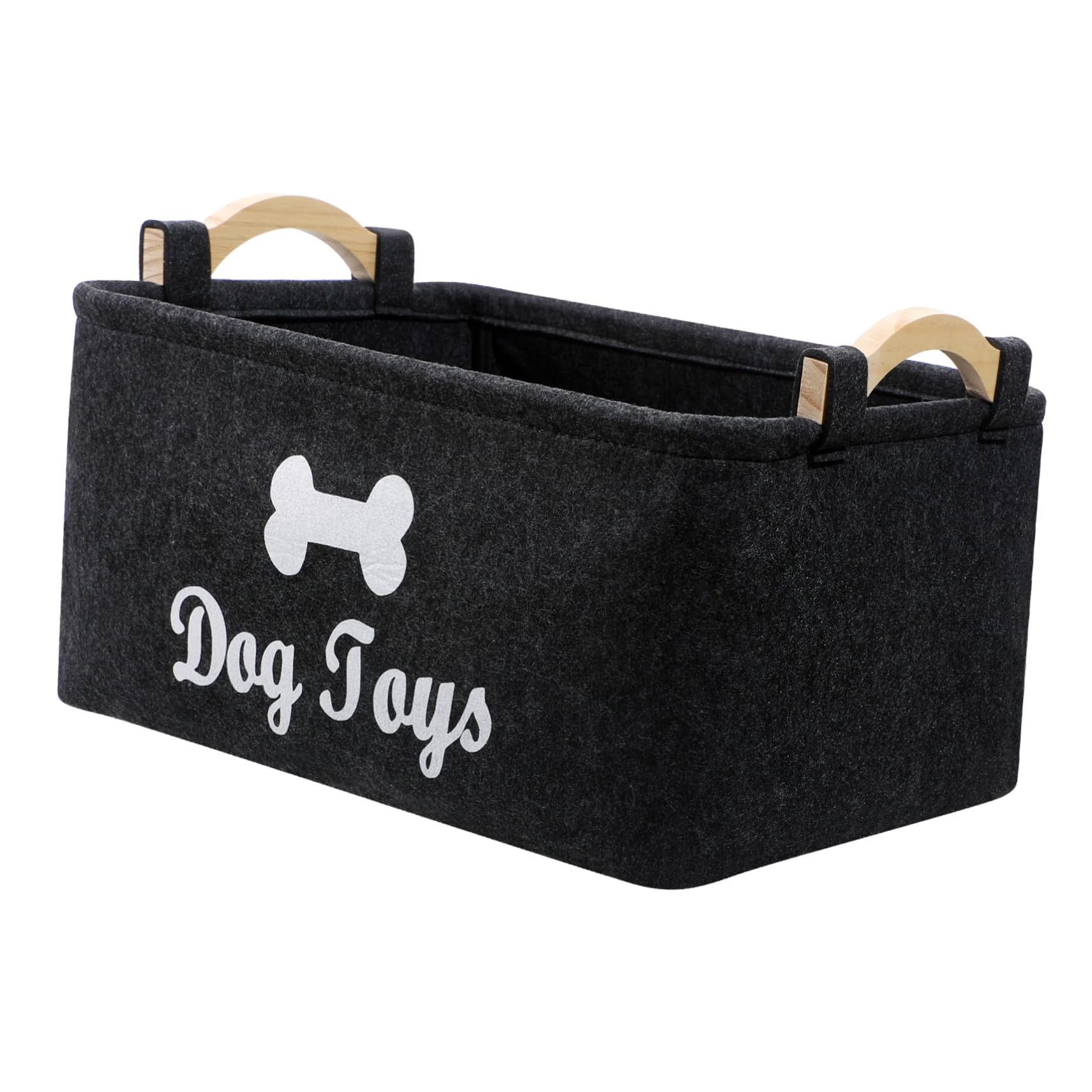 Panier de rangement pour jouets d'animaux en feutre noir avec poignées