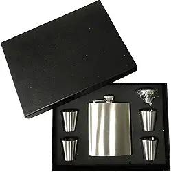 Kit Cantil Inox Portátil Com Copos e Funil Whiskeira para Bebidas Whisky Dose Shot Presente Premium
