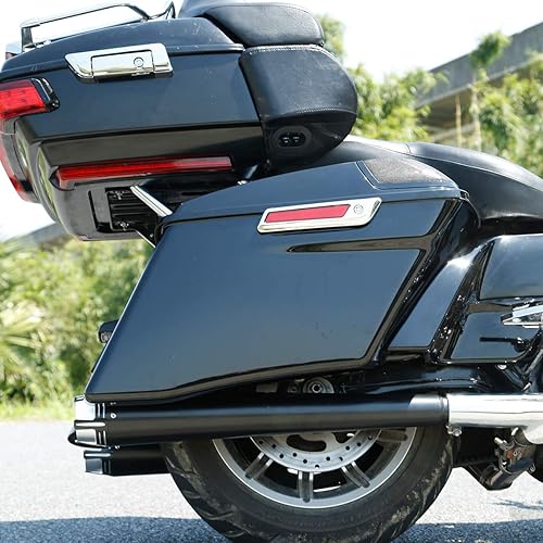 Miniatura 6 de Alforjas extendidas de 39in con tapas de altavoz de 50 x 70in para Harley Touring CVO Street Road Glide 2014-Up color negro vivo Marrón Auburn &amp;
