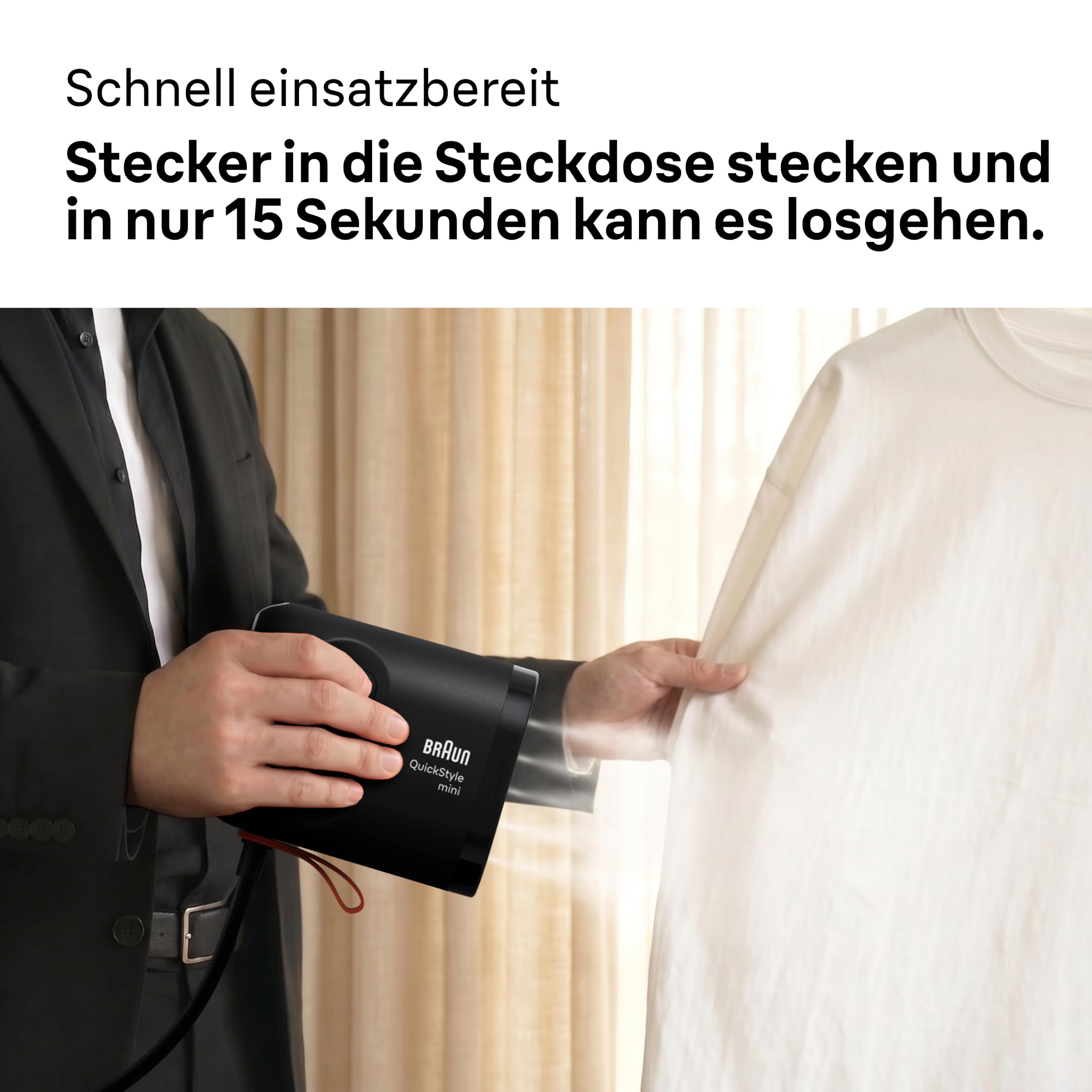 Braun QuickStyle mini - Dampfglätter, bis zu 20 g/min Dampfleistung,Schwarz