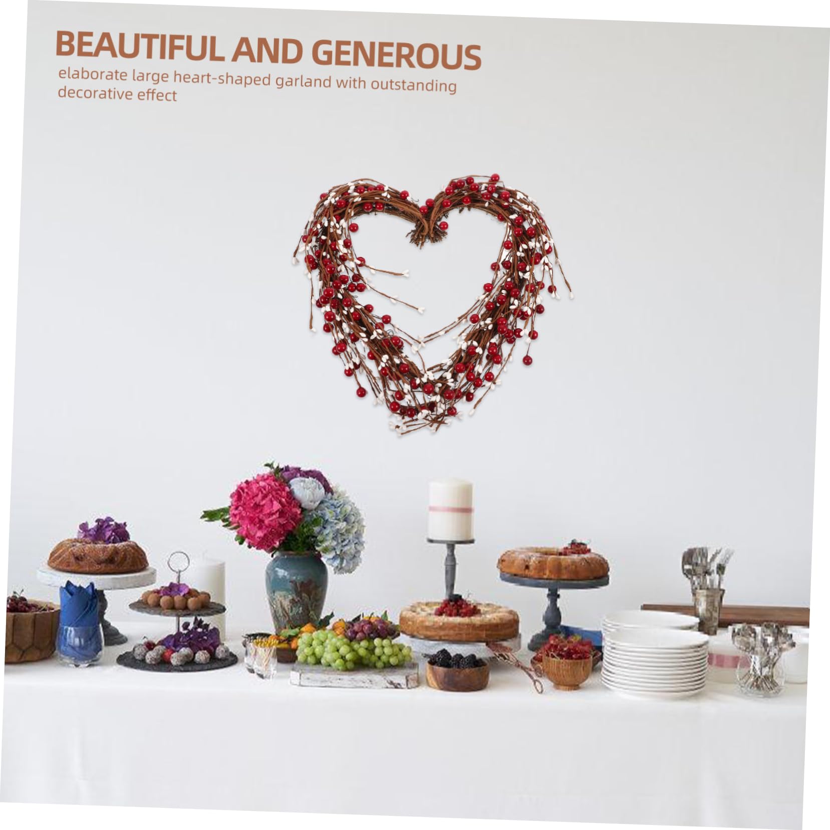 Hohopeti Guirnalda De Roja Colgante Adorno De Corazón para Decoración De San Valentín Wreath Pendant para Fiestas y Eventos Especiales