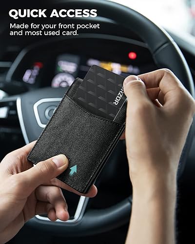 Miniatura 4 de Billetera para hombre con soporte para AirTag, billetera bifold de cuero de grano completo AirTag con ventana de identificación, bloqueo RFID