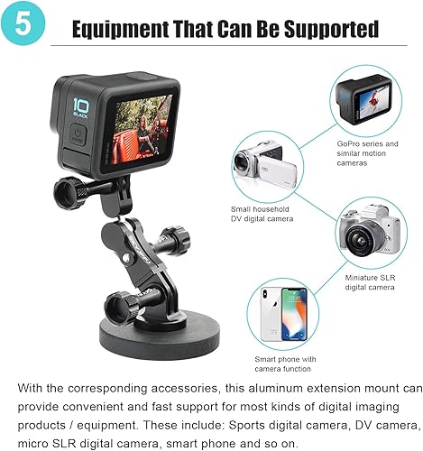 Miniatura 6 de Soporte de manillar GoPro de bola de aluminio, rotación de 360 grados y bloqueo en cualquier dirección, resistente a los golpes, compatible con