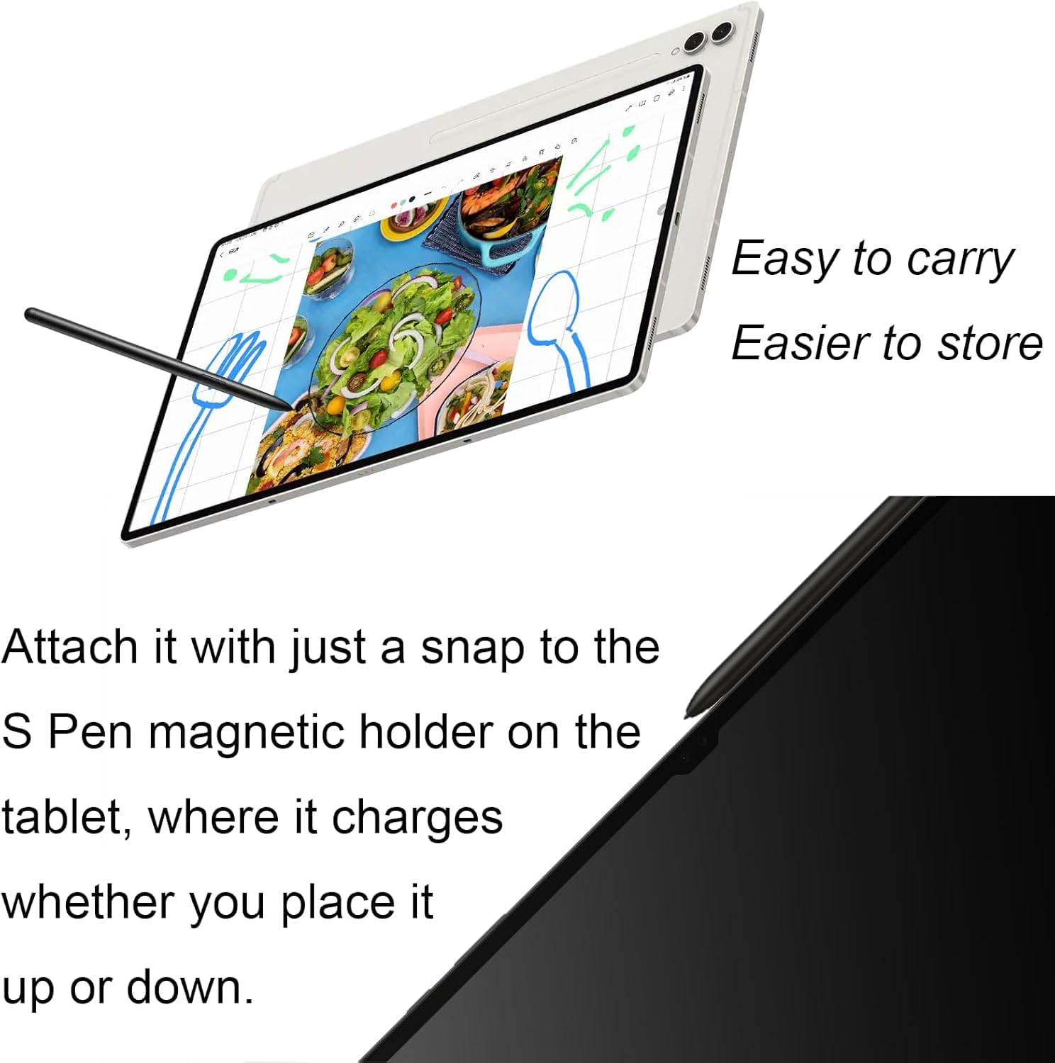 Galaxy Tab S9 S Pen Replacement pour Samsung Galaxy Tab S9 Stylet pour Galaxy Tab S9/S9+/S9 Plus/ S9 Ultra S Pen Stylus Pen Stylus Pen avec Embouts gratuits Noir