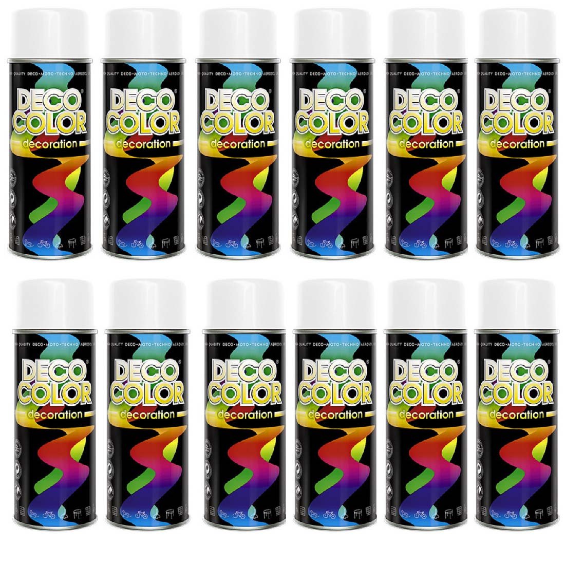 12er Sparpack (1 Karton) Lackspray glänzend 400ml weiss glanz RAL 9010