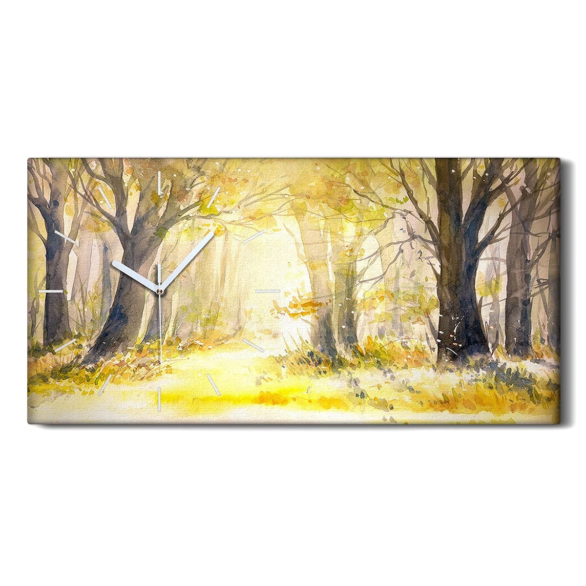 Horloge sur Toile 60x30cm Salon Foret Ensoleillee