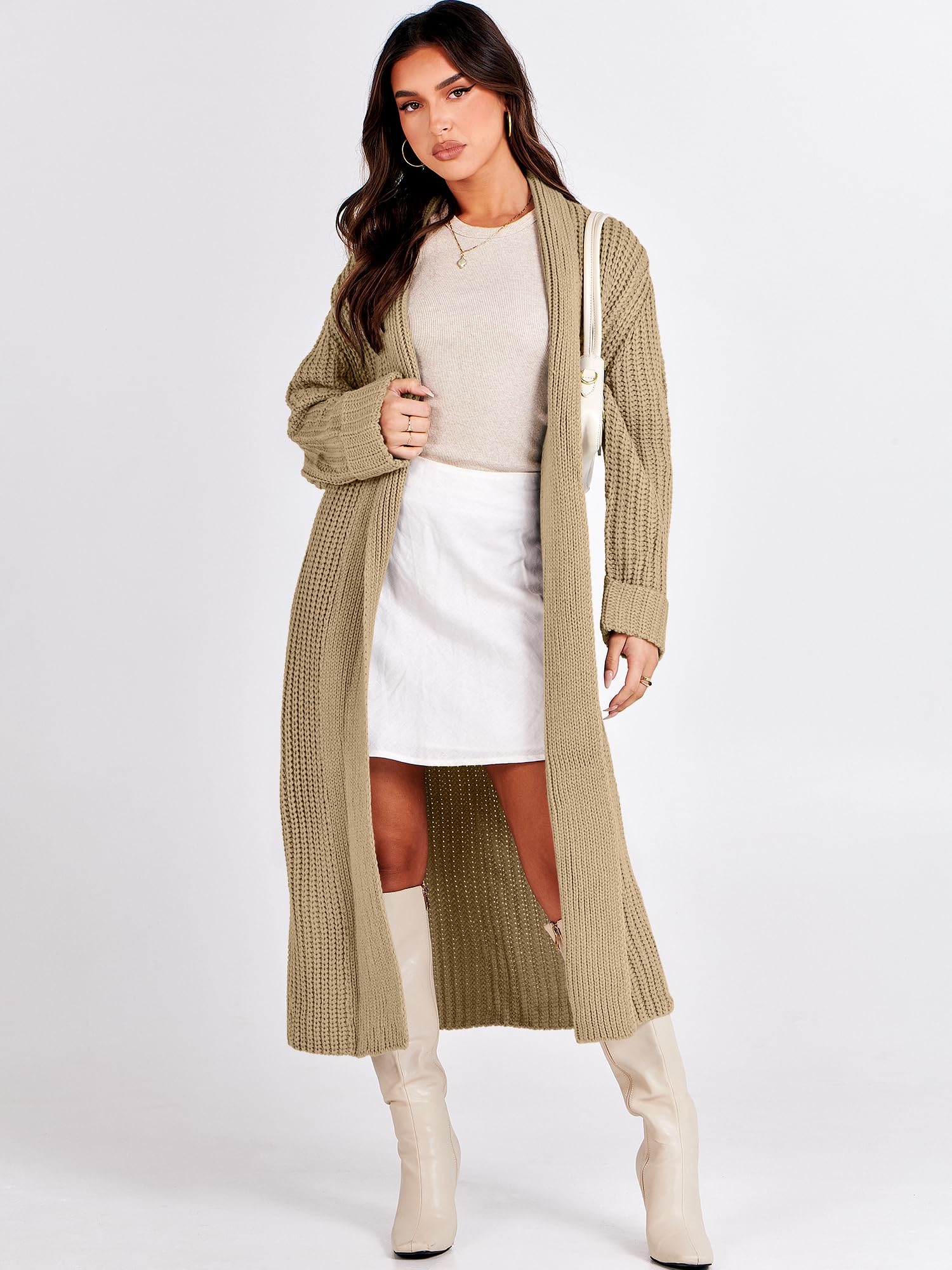 Am Clothes Women's Long Open Front Cardigan - Soft Rayon Spandex Duster Sweater