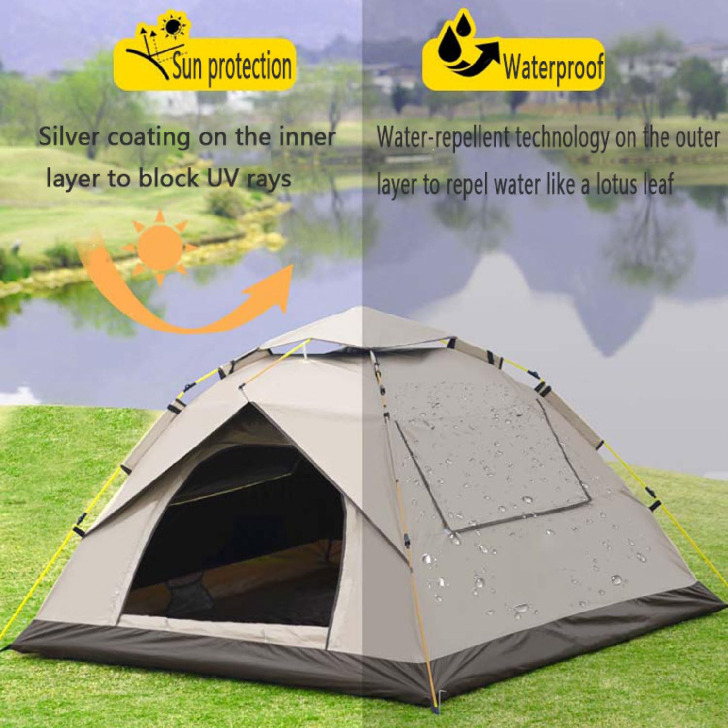 Zelt 2/3/4 Person Ultraleichte Campingzelt Leichtes Pop Up Wurfzelt mit Tragetasche 4 Saison Wasserdicht Winddicht Kompakt Kuppelzelt Einfache Einrichtung für Hiking Wandern Camping Outdoor
