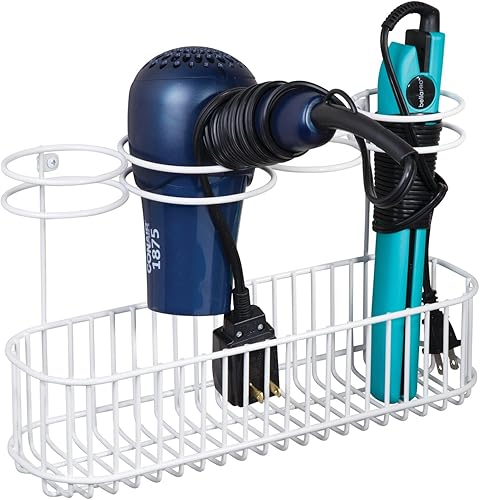 Miniatura 1 de mDesign - Canasta de almacenamiento para secadora de pelo, plancha de pelo, rizador, alisador de pelo, cepillos. Gabinete de alambre. Organizador