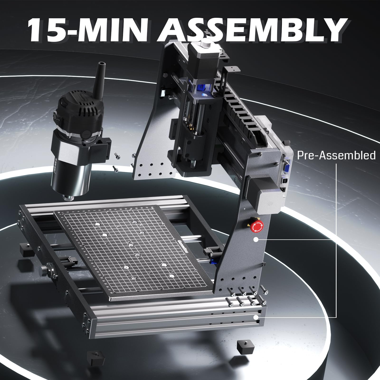 Genmitsu 3020-PRO Ultra CNC-Fräsmaschine+ 5,5 W FAC-Lasermodul, 710-W-Spindel für Metall, Holz, 60-mm-Schrittmotor, Eingebauter Motherboard-Lüfter,