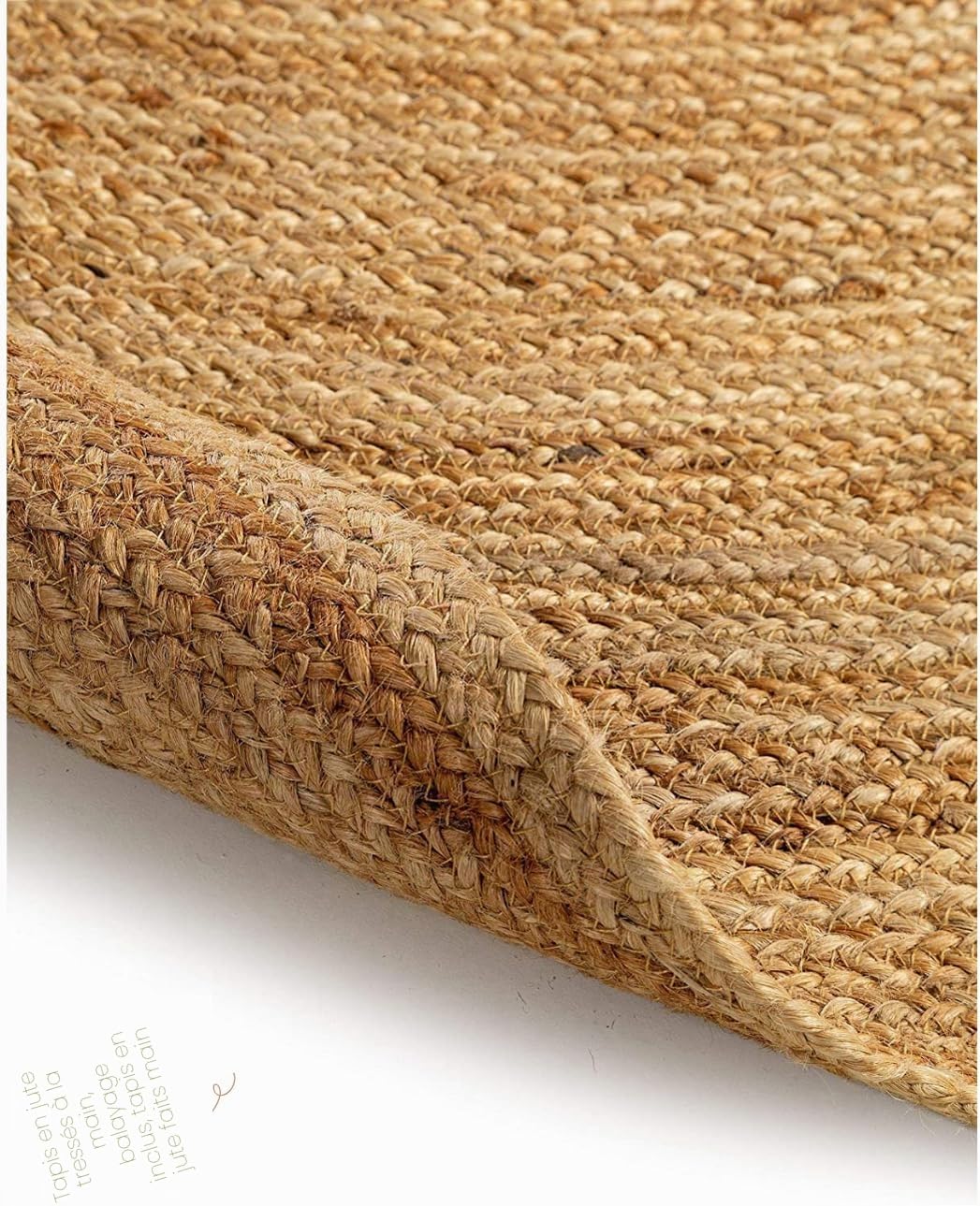 Tapis Rond en Jute Naturelle, Tapis de Jute - 100% Écologique pour Votre Salon, Salle à Manger, Chambres et Cuisines fabriqué en Inde
