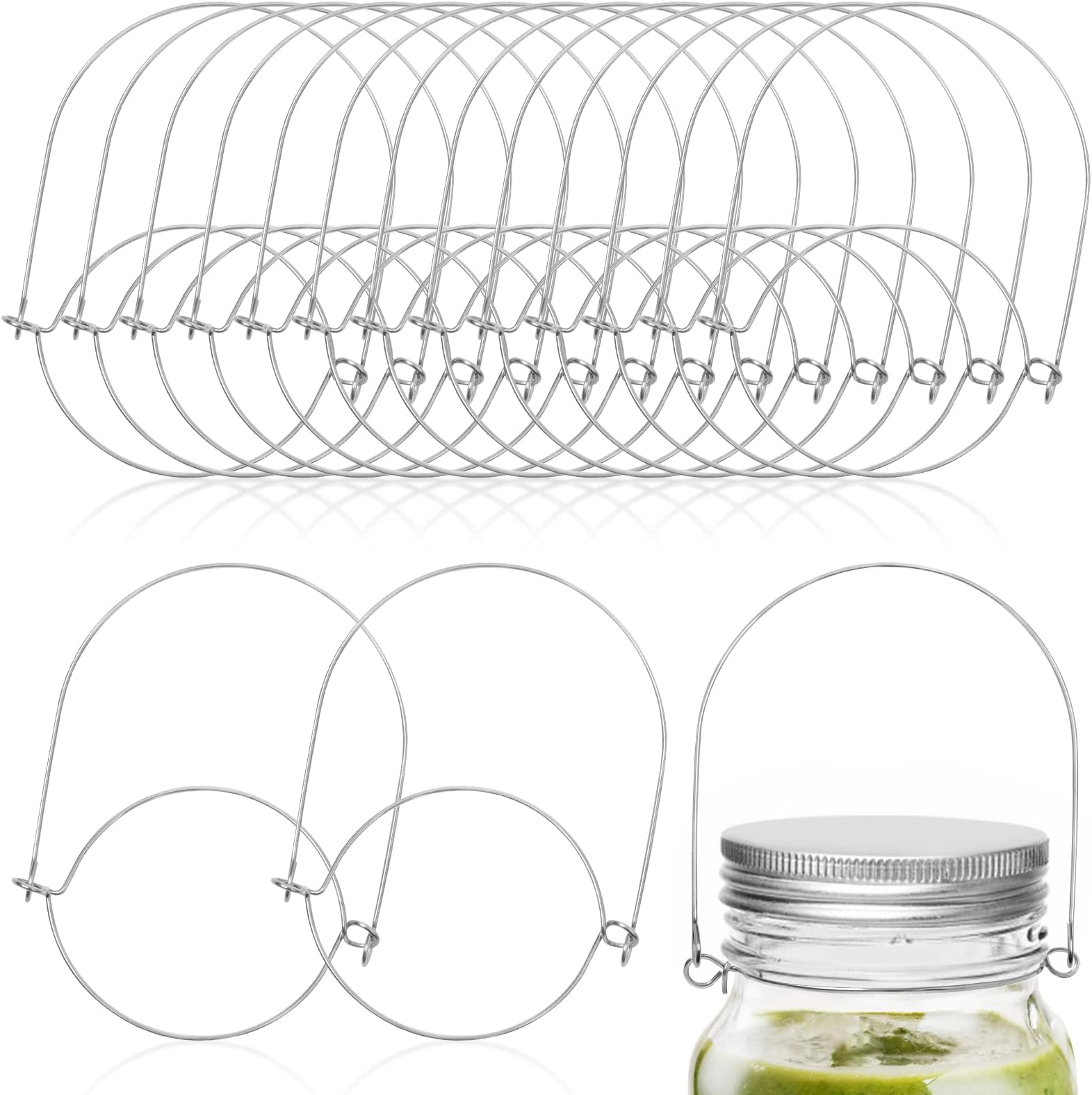 UNICRAFTALE 12Pcs 2 Sizes Mason Jar Wire Hangers 304