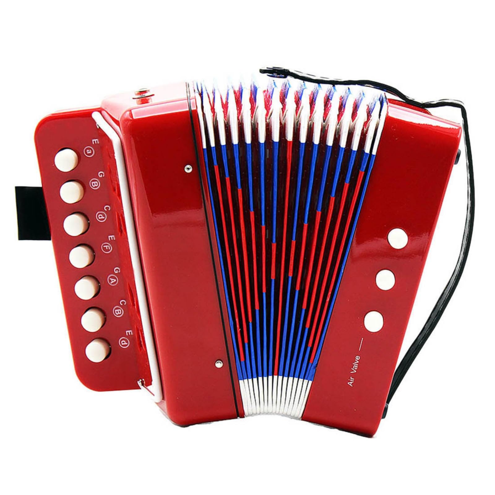 Fisarmonica Giocattolo Facile da Suonare Fisarmonica con 7 Tasti Compatta Strumento Musicale per Principianti , Rosso , Giocattolo