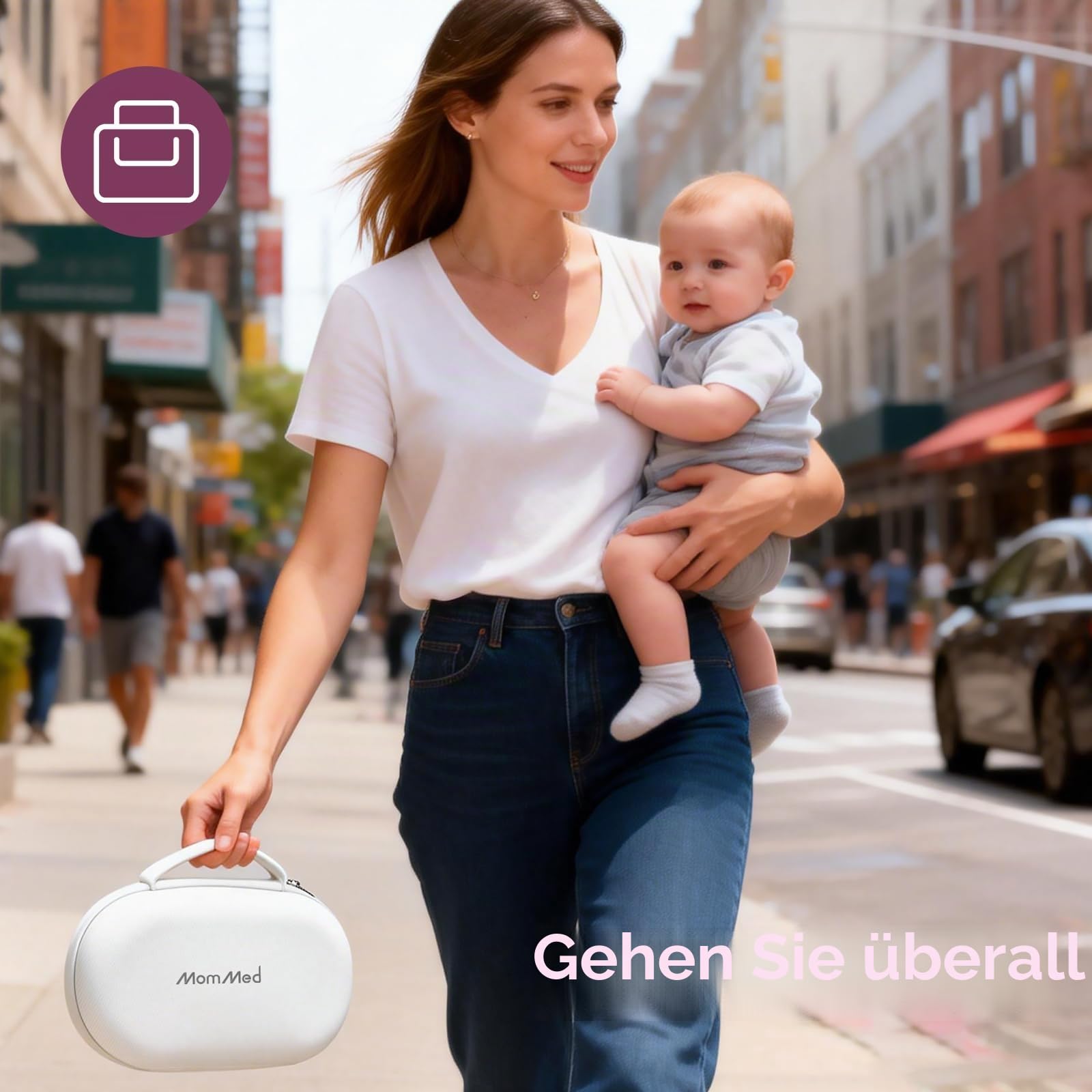 MOMMED Tragetasche für Tragbare Milchpumpen, Hartschalen-Aufbewahrungstasche mit Wasserdichter Herausnehmbarer Schale, Kompatibel mit Momcozy/Nuliie/Medela/Eufy/Paruu Hands-Free Milchpumpen