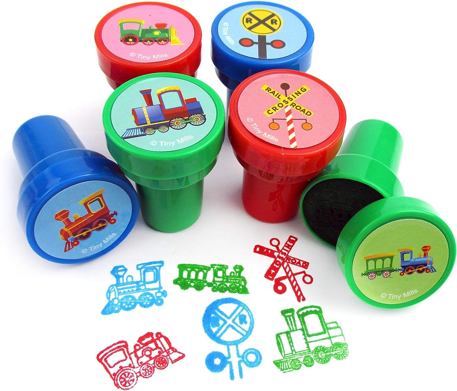 TINYMILLS 12-teiliges Zug-Stempel-Set für Kinder – Zugstempel-Set, Geschenk, Partyzubehör
