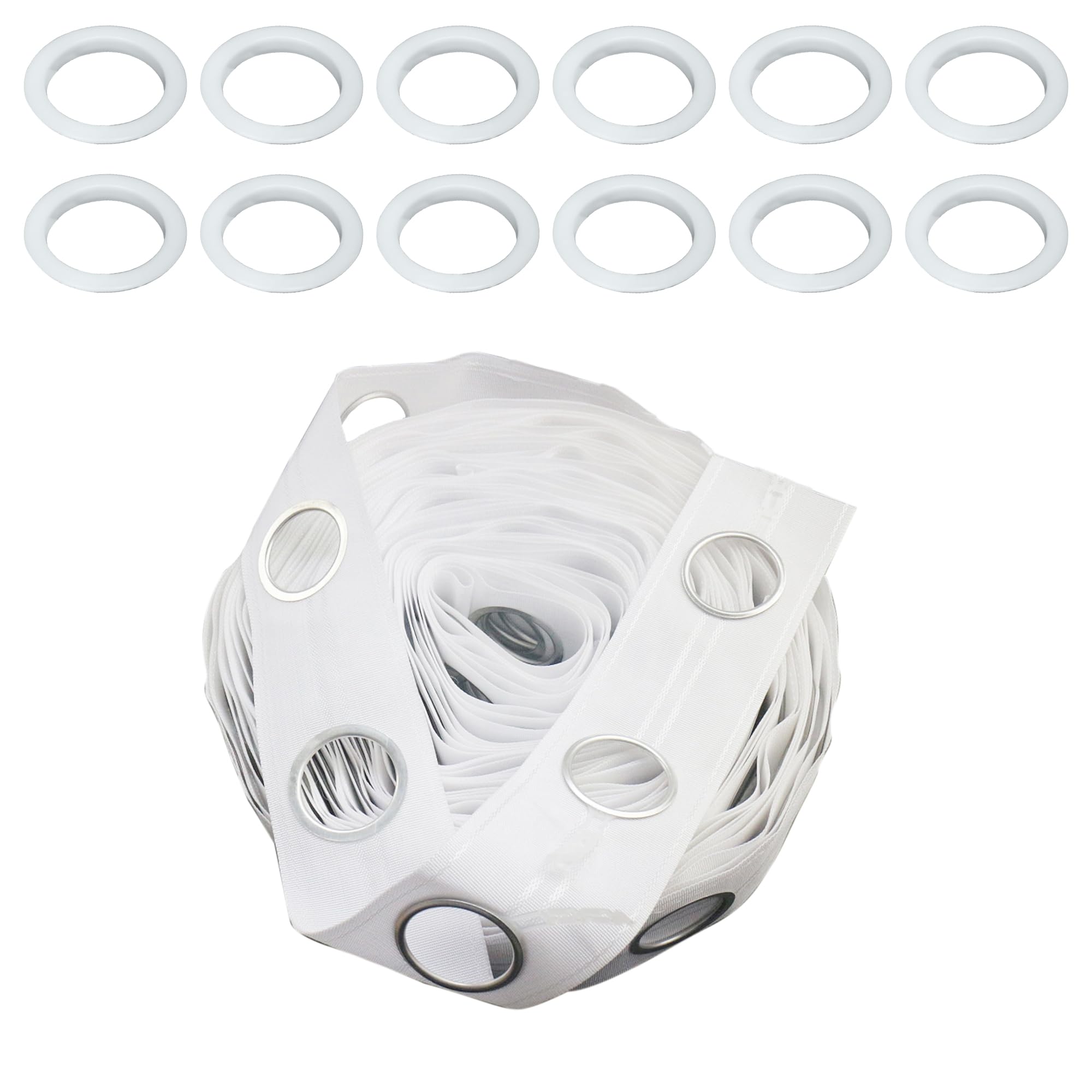 Trimming Shop 40mm White Curtain Plastic Eyelets 16pcs n 2m Header Tape
