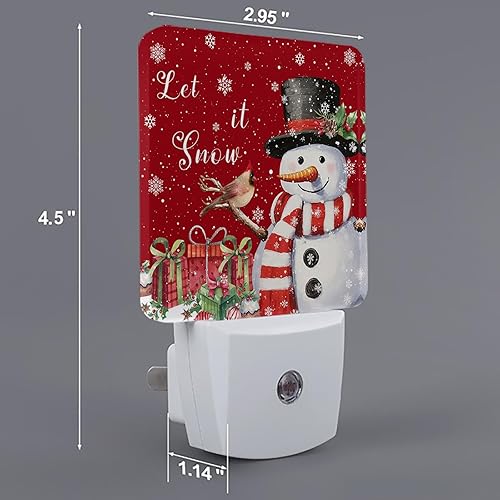 Miniatura 4 de Luces nocturnas de Navidad que se enchufan a la pared, luz nocturna roja con enchufe de muñeco de nieve y pájaro con sensor de luz del atardecer al