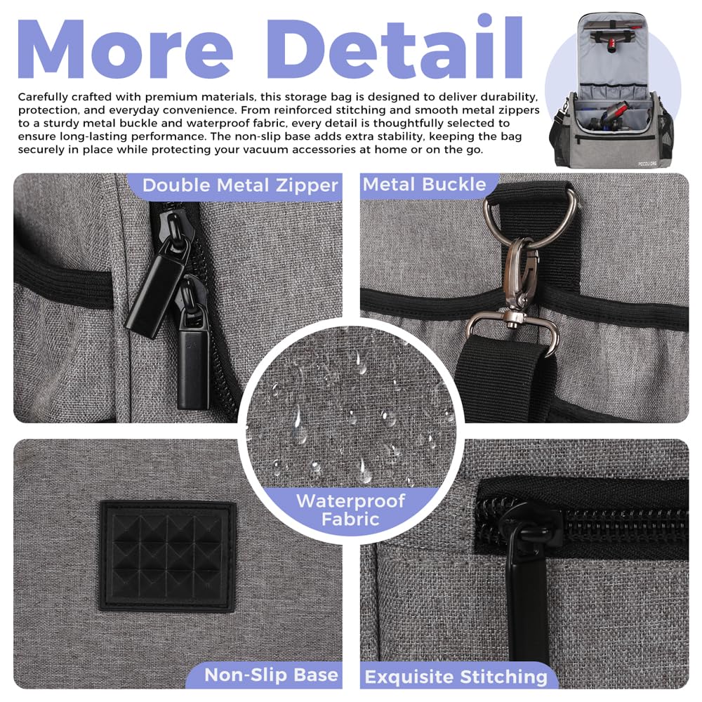 Bolsa de almacenamiento al vacío para coche y barco compatible con Dyson V7 - V15 - Funda organizadora para aspiradora de mano inalámbrica y accesorios, bolsa de transporte de viaje con separadores