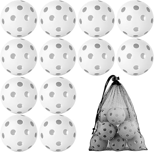 Vista 13 de Coopay Paquete de 12/50/100 pelotas de práctica de béisbol, bolas de entrenamiento de plástico, bolas de sóftbol huecas ligeras con una bolsa