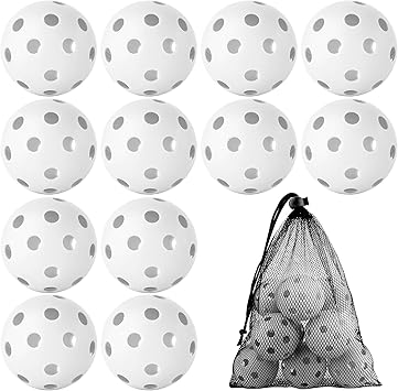 Coopay 12/50/100 Pack Plastic Baseballs Practice Training Balls Lightweight Hollow Softballs with a Drawstring Bag for Hitting Pitching Batting Training Indoor Outdoor Sport