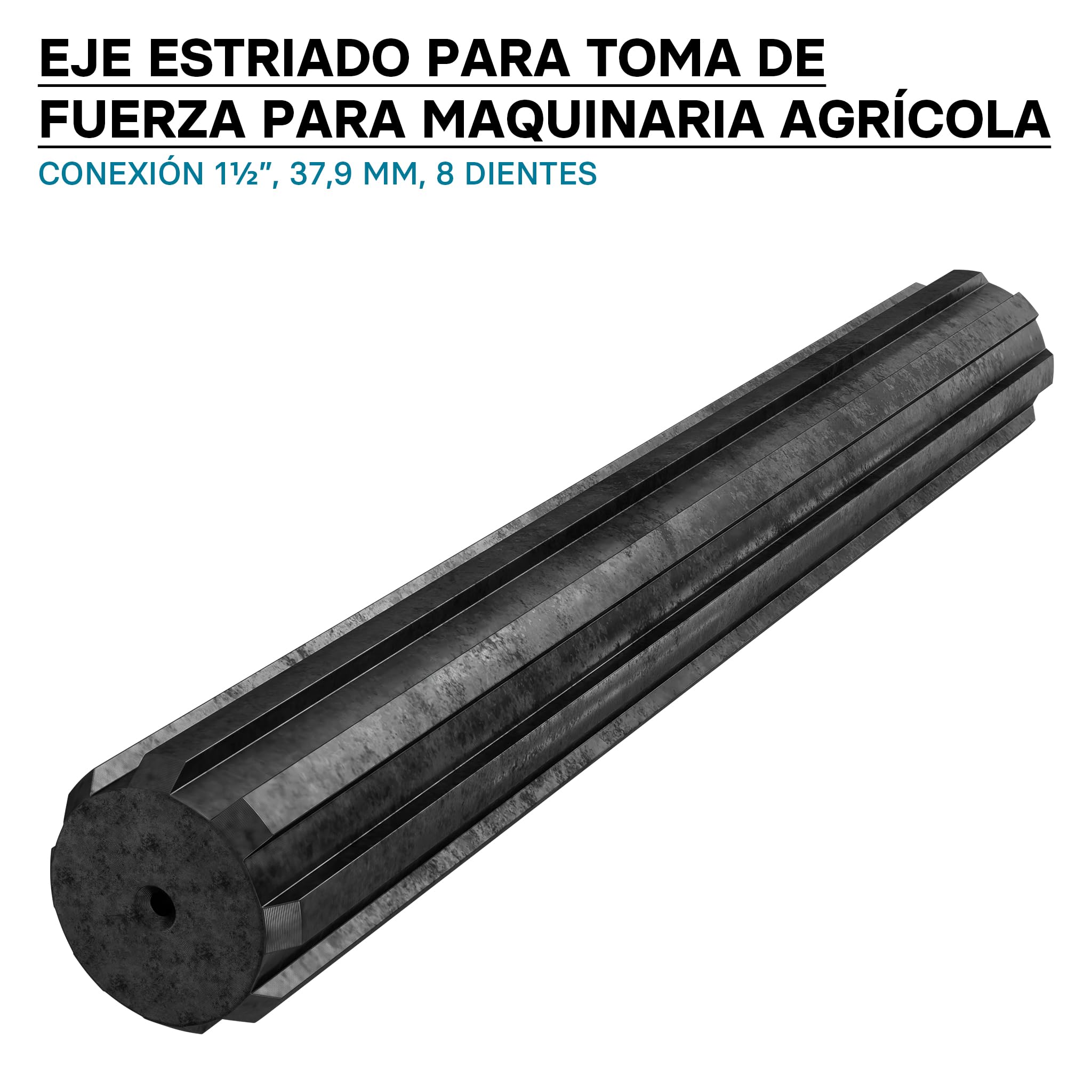WilTec Eje Estriado Toma de Fuerza GT 300mm Eje dentado Eje transmisión aperos de Tractor 8-32x38x6