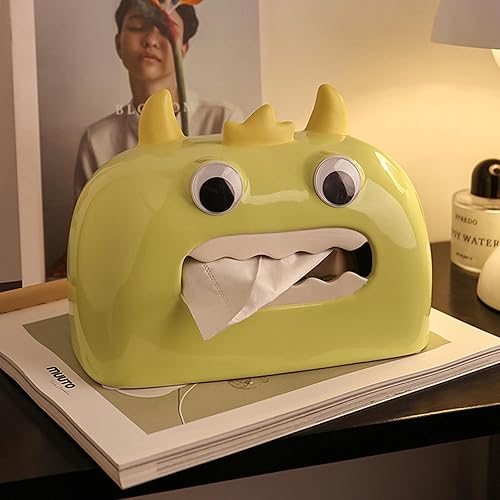 Miniatura 8 de Linxia Caja de pañuelos Little Monster, yema de huevo amarilla de un solo ojo, bonita caja de pañuelos soporte para teléfono, decoración creativa de