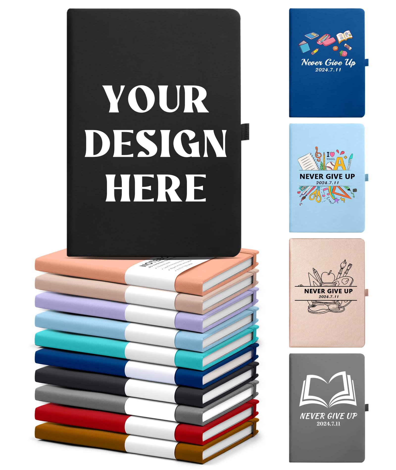 Personalized Notebook Engraved Your Name or Text Leather Custom Notebooks for School Daily Journal for Student, Teacher, Office,192 Pages
