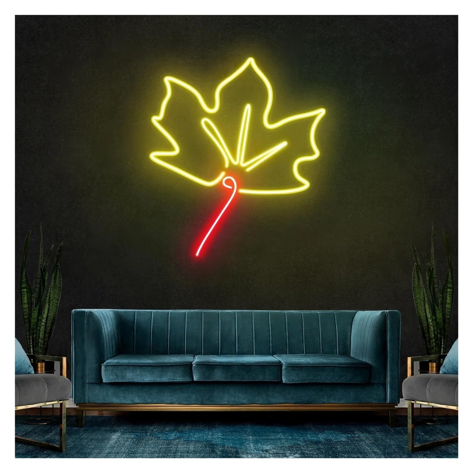 LEMST Signs Lamp Maple Leaf Neon Signs USB Powered Adjustable Brightness Leaf Neon Lights, Suitable for Wall Hanging Decor Commercial Signs(F,60cm)