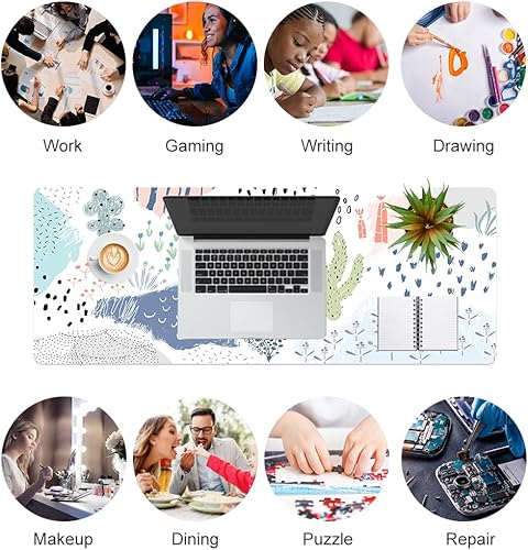 Vista 91 de Colorful Star Alfombrilla grande para mouse, botánica abstracta impermeable, alfombrilla de mouse para juegos de computadora, alfombrilla de mouse