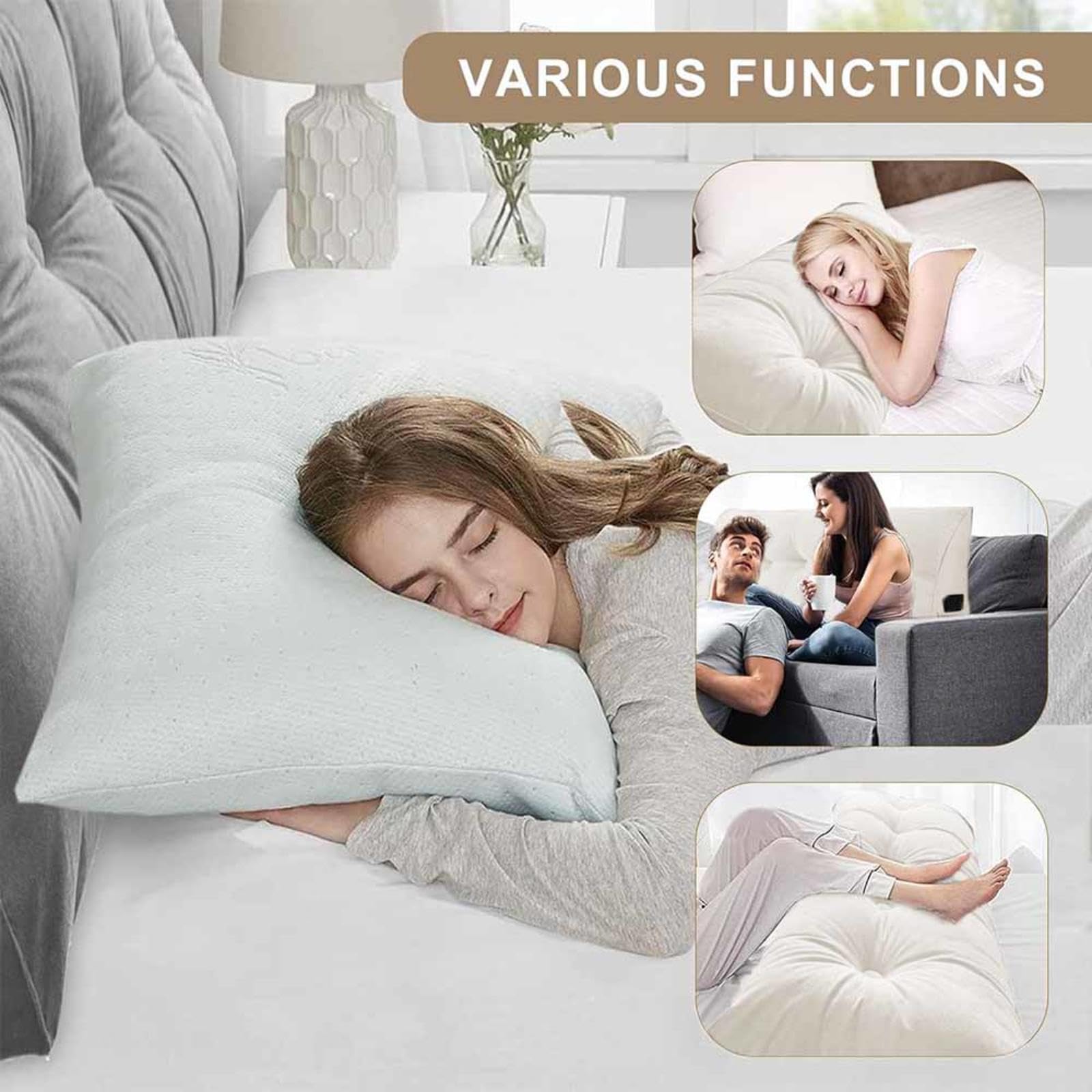 Rückenkissen Sofa Groß Hoch Keilkissen Bett Kopfteil Beine Knie Lesekissen Für Bett Keilkissen Sofa Bürostuhl Auto Stuhl Sofakissen Mit Füllung Und Bezug Lesekissen,#4-100x20x50cm