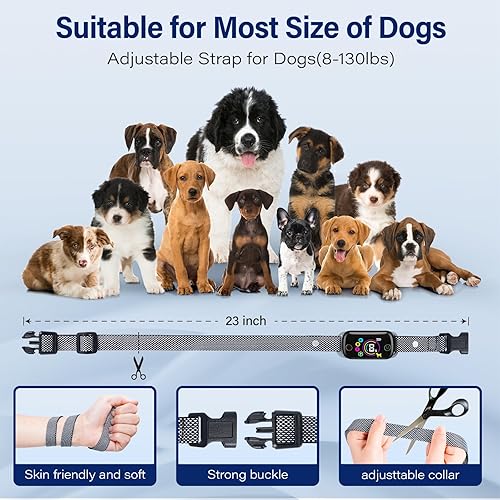 Miniatura 5 de Collar antiladridos para perros, collar antiladridos para perros grandes, medianos y pequeños, collar inteligente de entrenamiento antiladridos