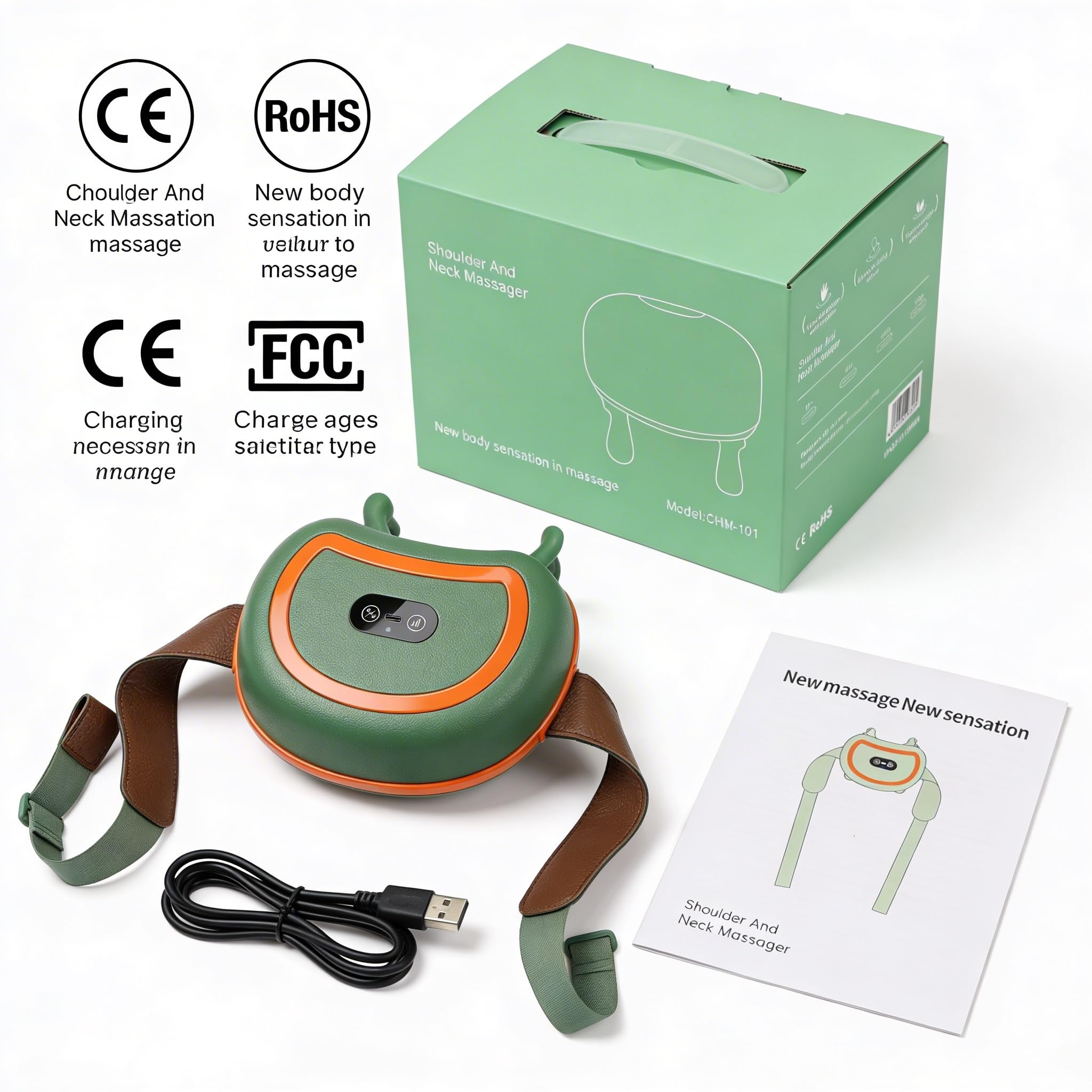 Masseur de cou 4D sans fil, cou et cervicale, masseur chauffant pour le dos, coussin de massage électrique à pétrissage pour les muscles, cou, taille, jambes et corps - 3 modes